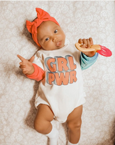 Girl Power Bodysuit Cotton Fleece Romper , Baby Girl.